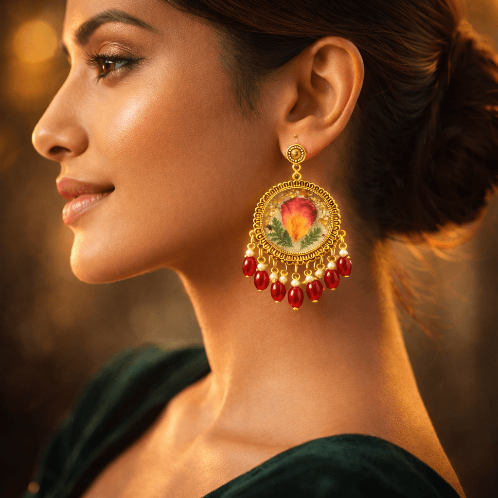 Floral Resin Art Statement Earrings