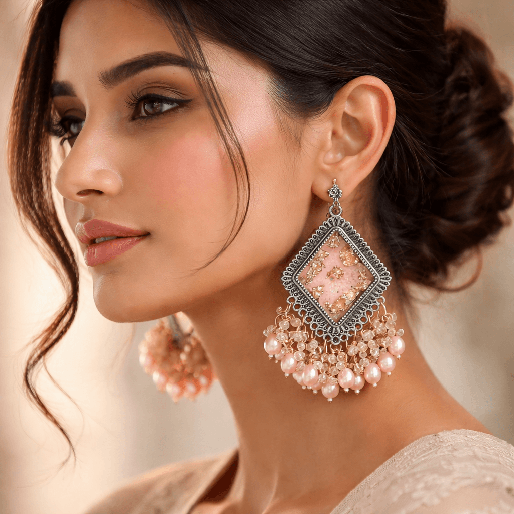 Rosé Floral Charm Earrings