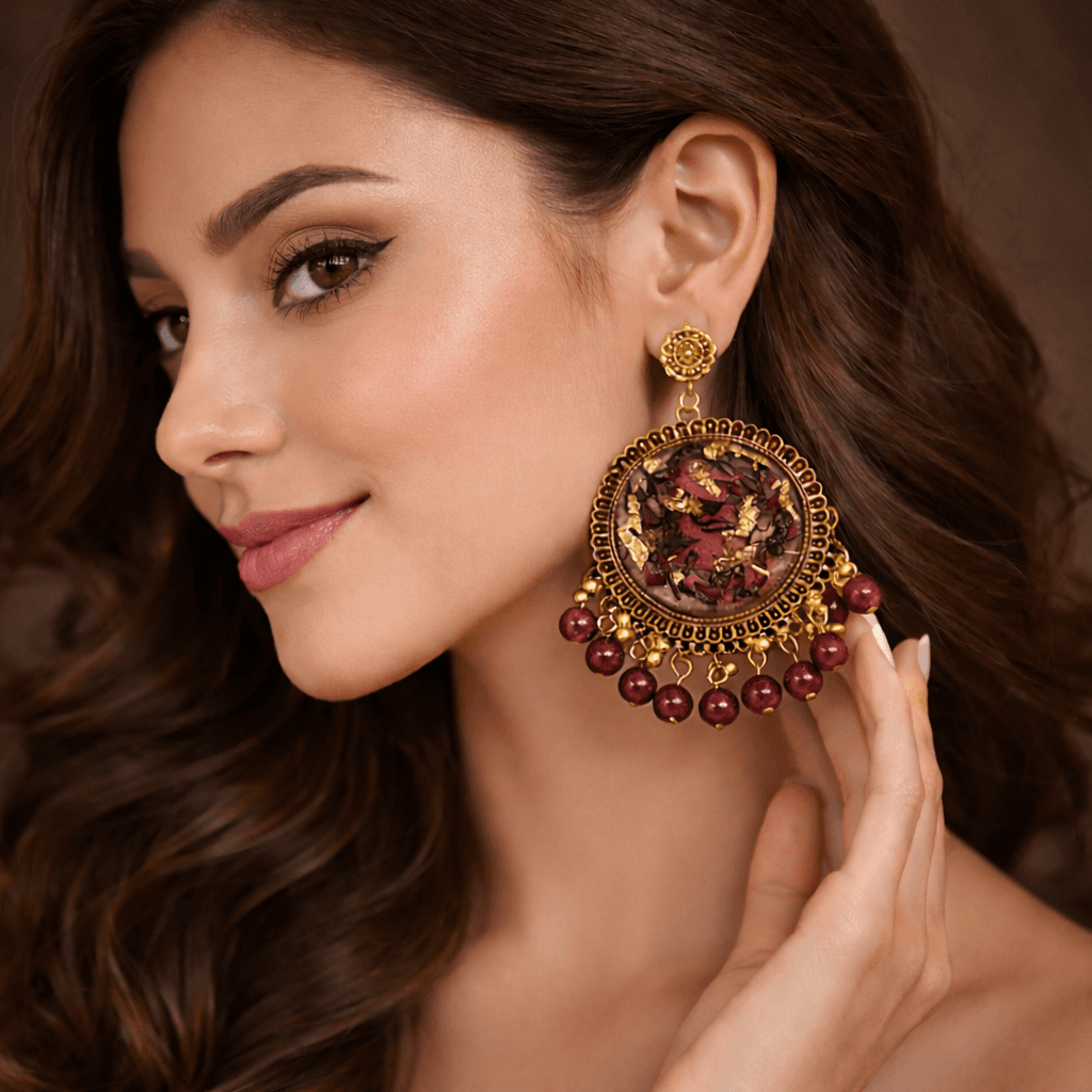 Ruby Bloom Resin Statement Earrings