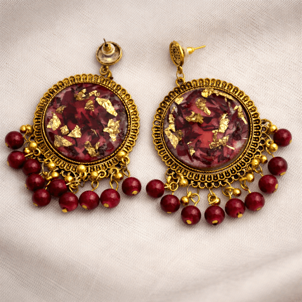 Ruby Bloom Resin Statement Earrings