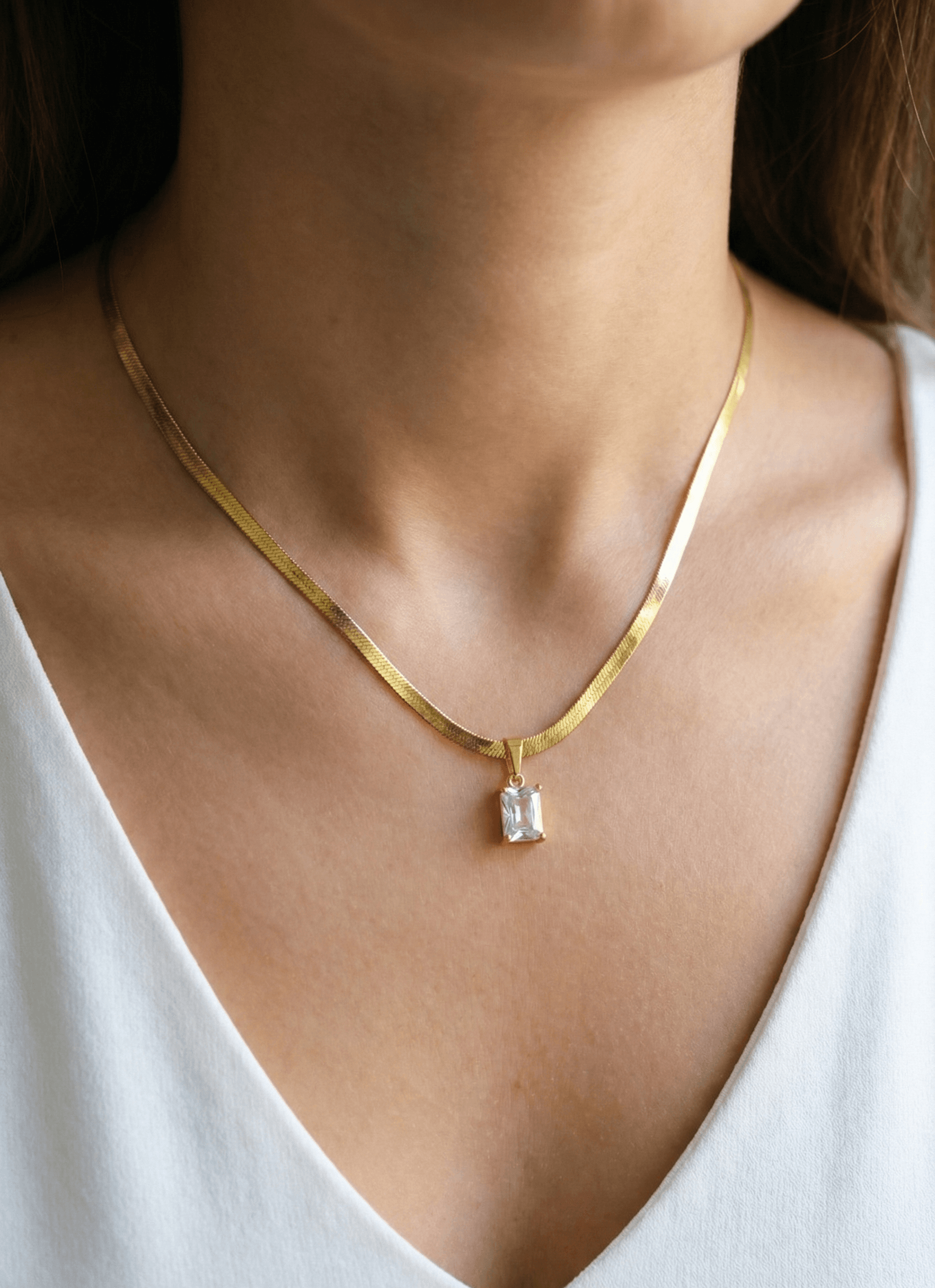 Crystal Drop Gold Chain